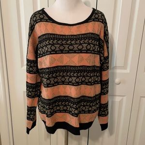 Black and pink shimmery printed sweater